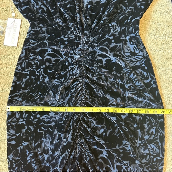 NWT RONNY KOBO Astrid Blue Velvet Burnout Plunge Neck Long Sleeve Midi Dress Lge - Picture 14 of 17